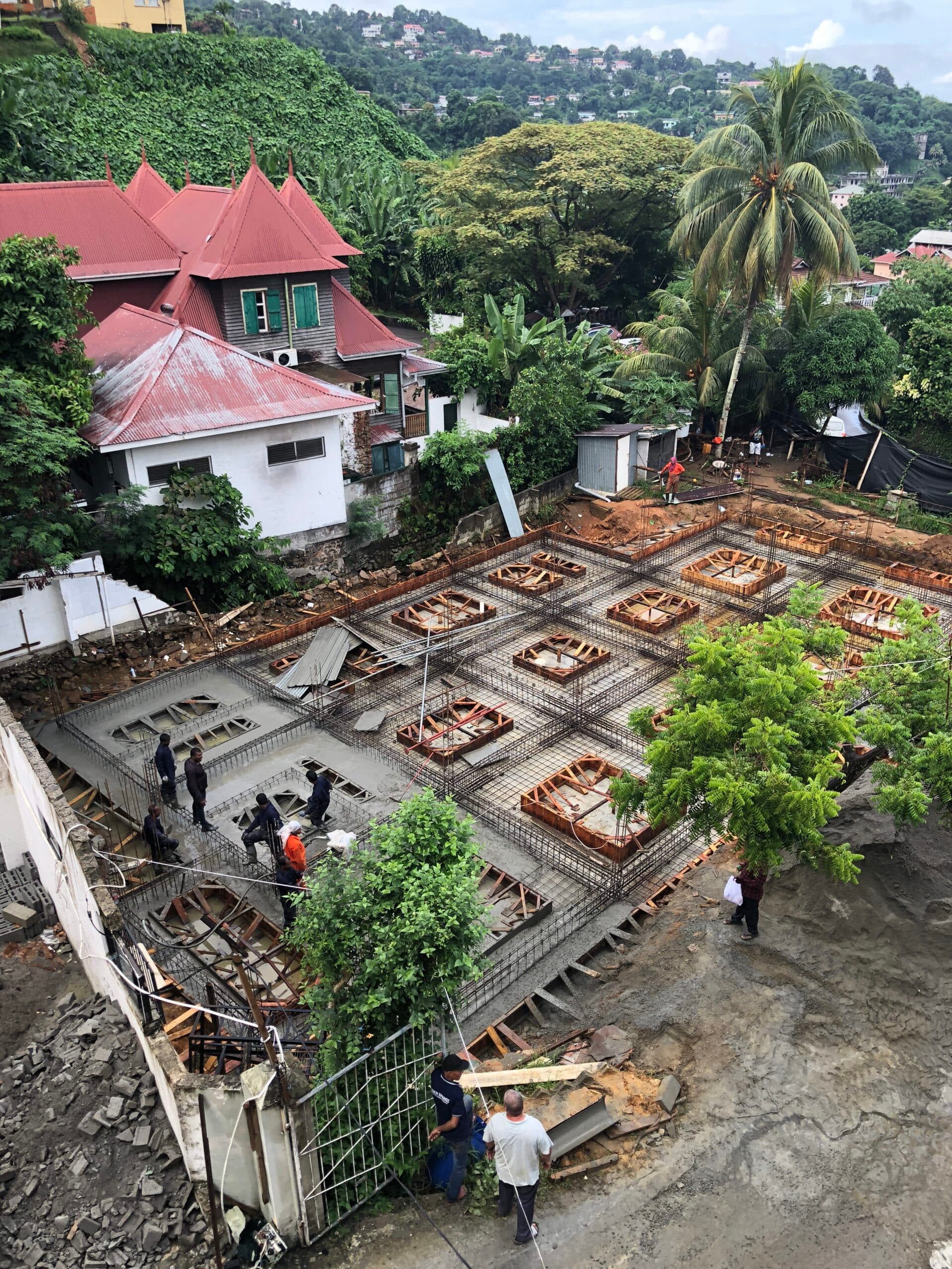 Foundation slab with rebar