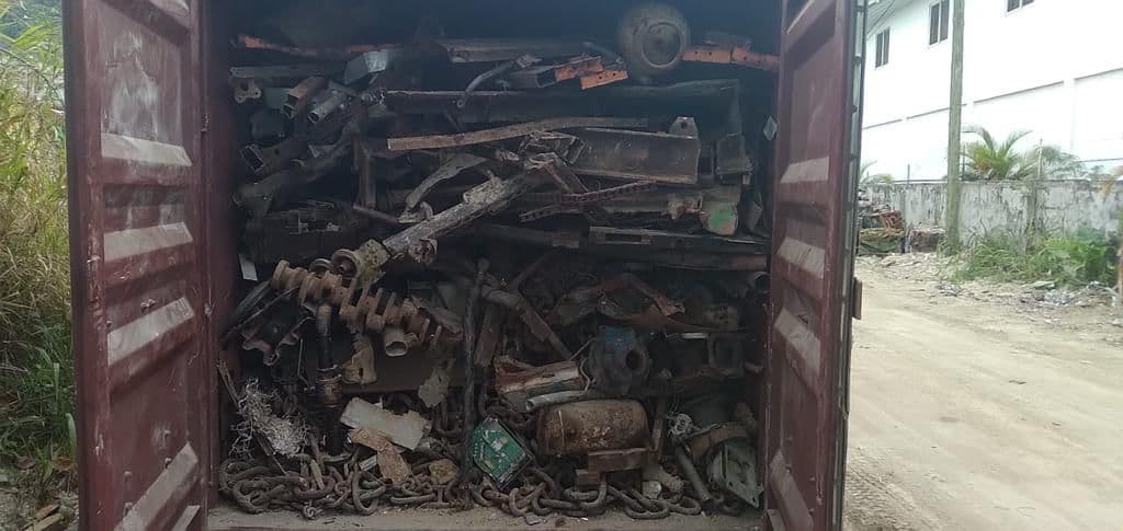 Scrap metal in container