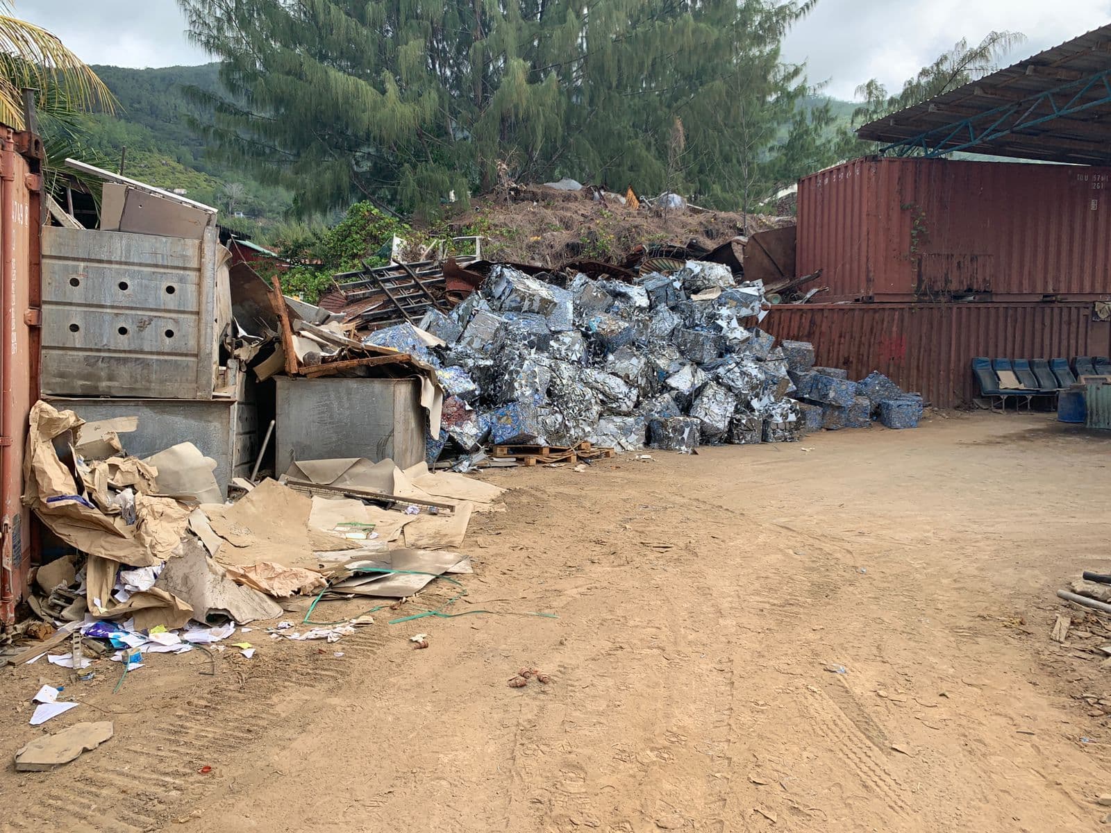 Scrapyard with compressed bales